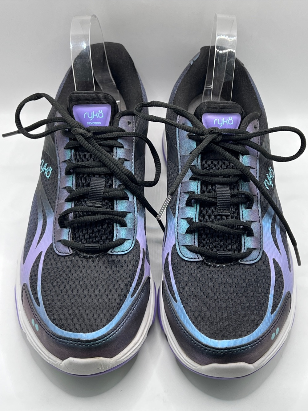 Ryka Devotion Plus 2 Walking Shoes Womens Size 10 Black Purple Iridescent EUC